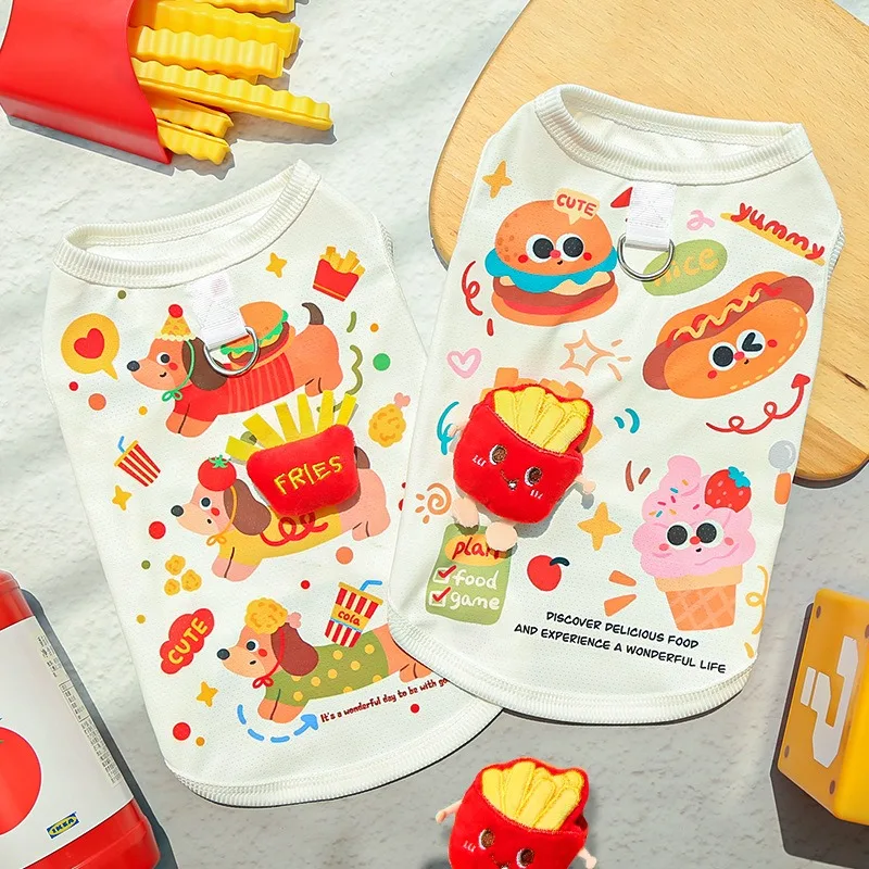 

Ice Silk Pet Clothes Maltese Supplies Summer Thin Teddy Cooler Bichon Frise Cartoon Sleeveless T-shirt Pet Supplies