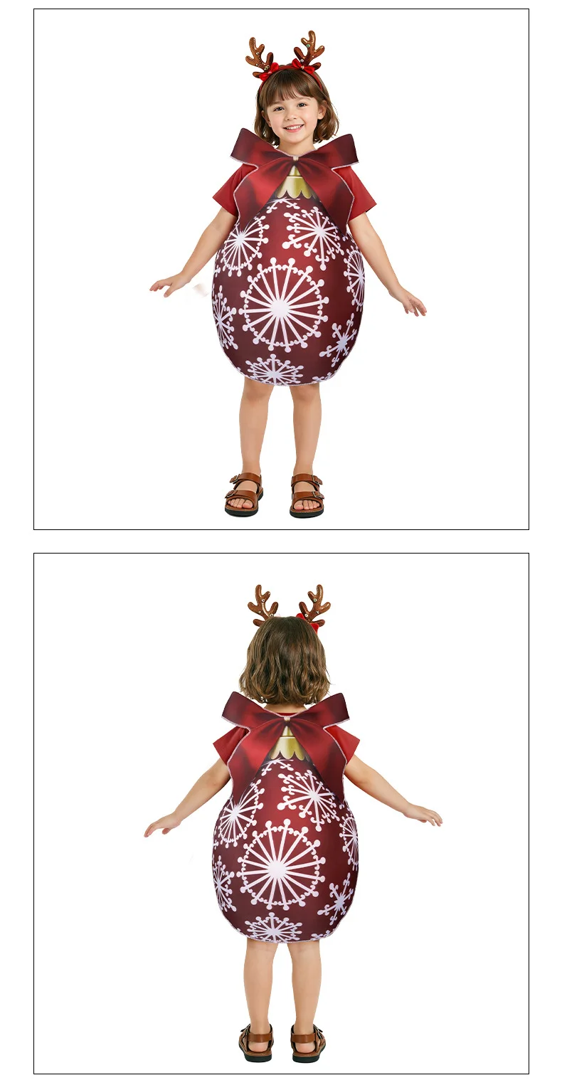 Lustiges Weihnachtskostüm für Eltern, Cosplay-Kostüm für Bühnenauftritte, passendes Outfit mit großer Schleife, Weihnachtsfeier-Outfit 2026 – Detail 6