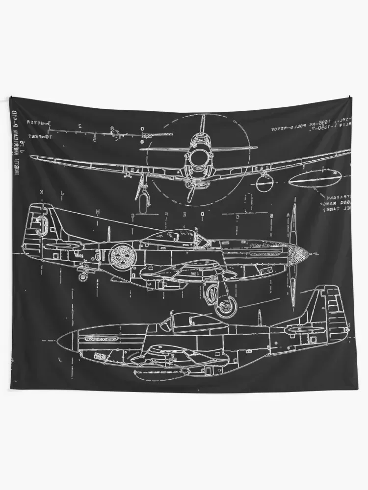 P-51 Concept Blueprints Tapestry Room Aesthetic Things To The Room Wall Hanging Tapestry