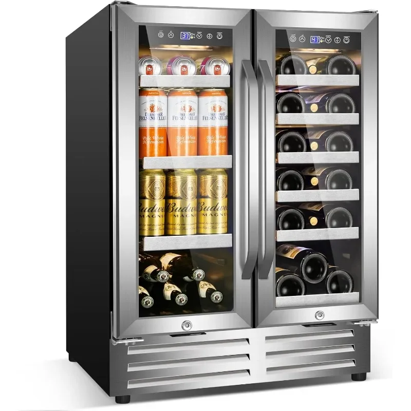 

Refrigerator Undercounter, Dual Zone Wine and Beverage Cooler, Large Capacity for Beer Wine Drink with Built-In Warm Light