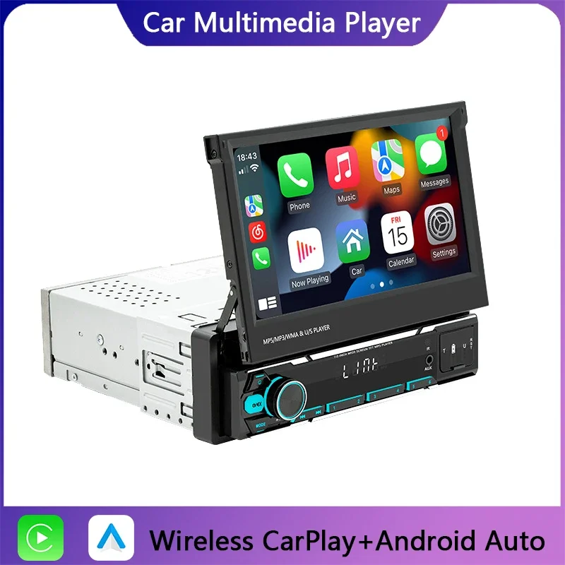

1 Din 7 Inch Car Radio Multimedia Player Wireless Carplay Android Auto HD WIFI GPS Car Audio Bluetooth USB FM MP5 Touch Screen