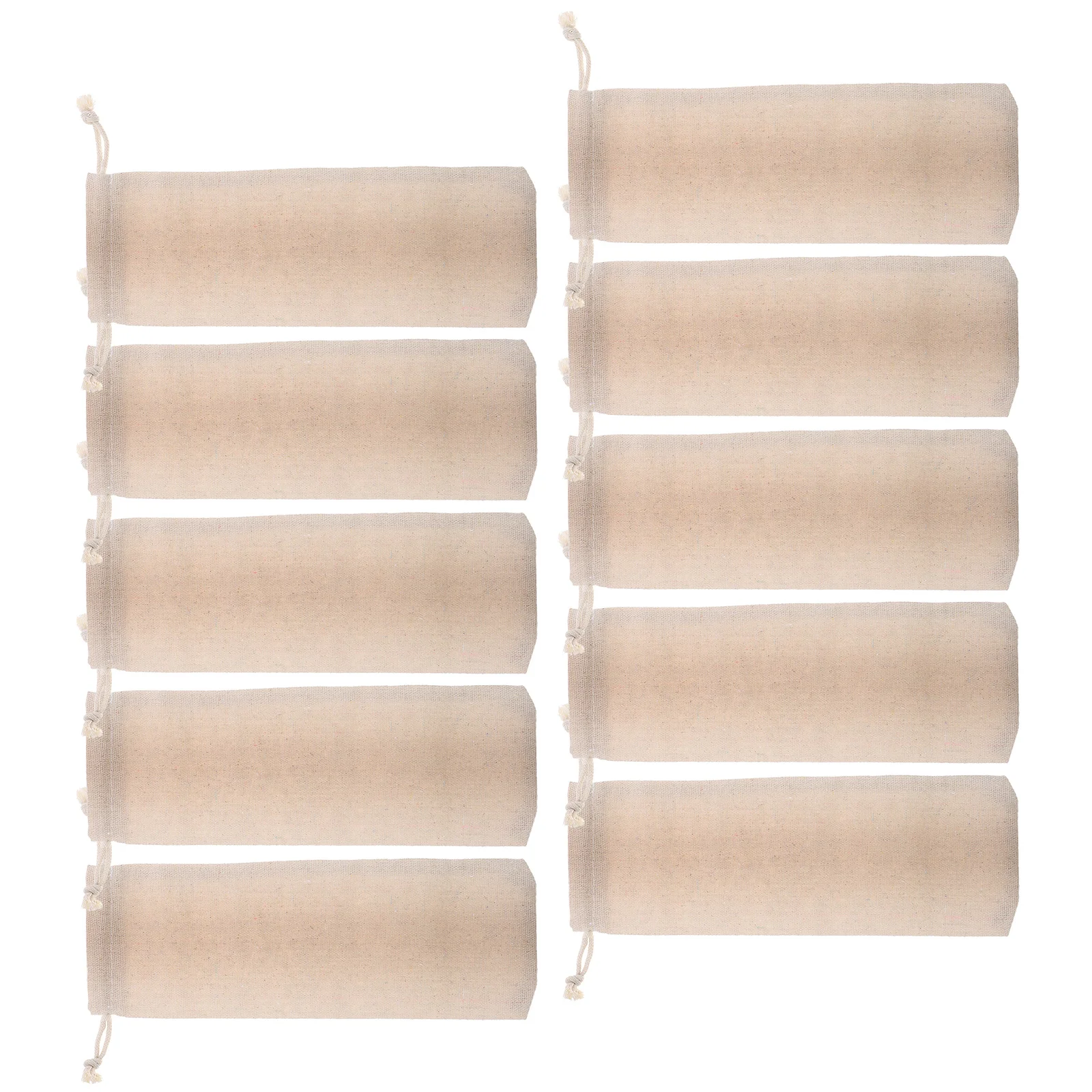 

10 pcs Straw Storage Bag Cotton Linen Pouch Lightweight Foldable Drawstring Reusable Straws Holder Travel Cutlery Case Portable