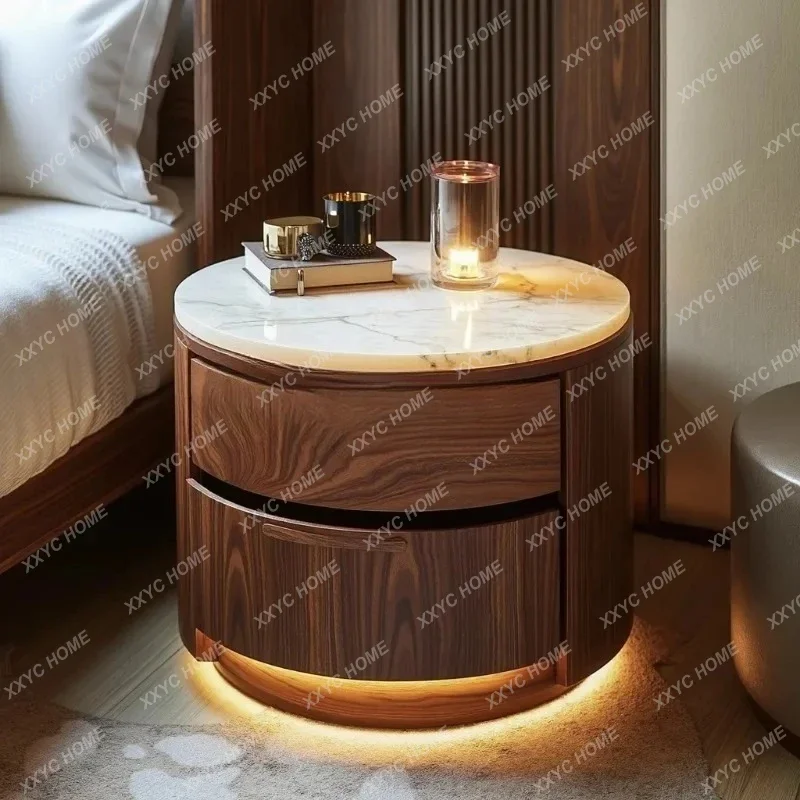 

Imported luminous natural jade luxury stone bedside table bedroom light luxury locker high-end design