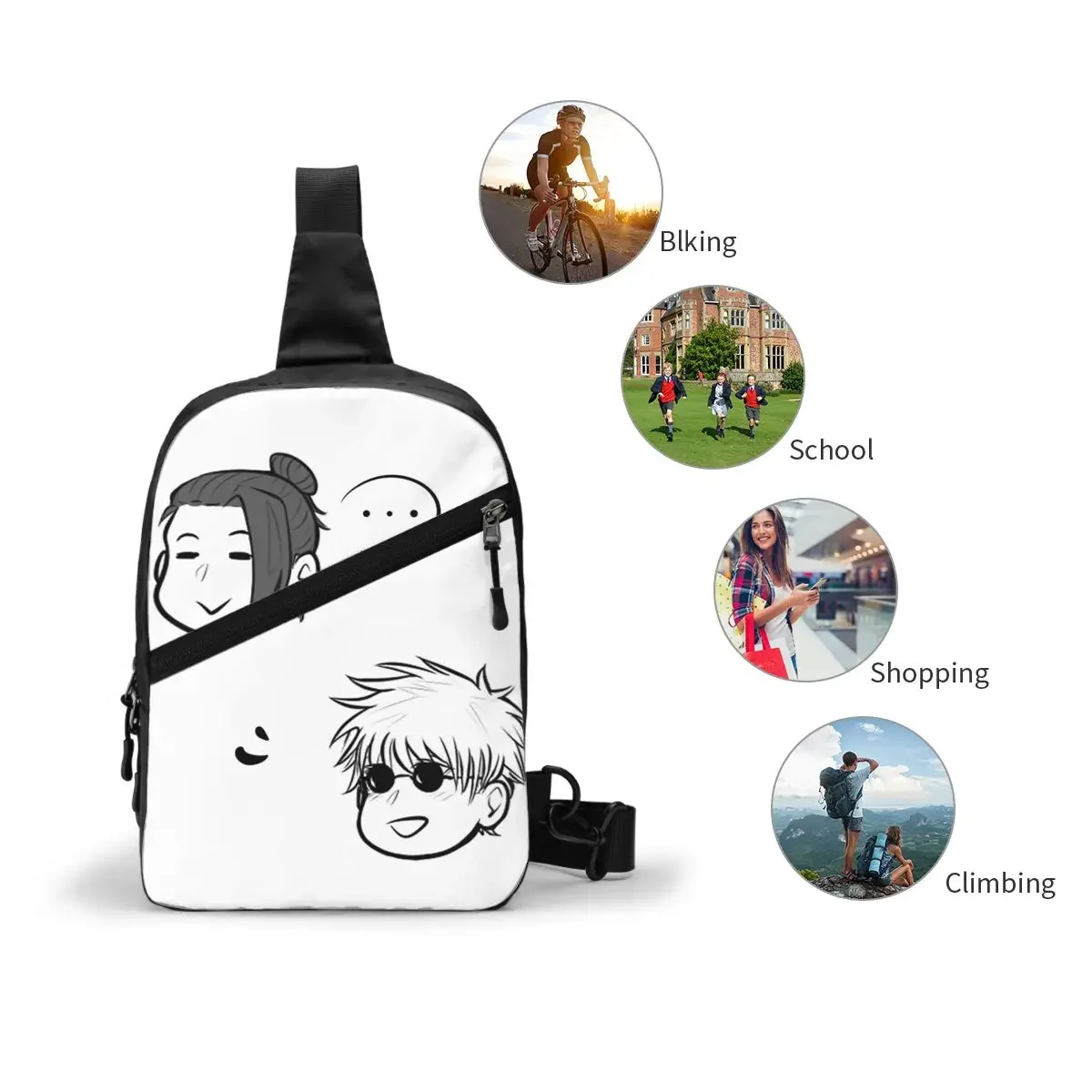 حقيبة الصدر Gojo And Geto للرجال Sling Crossbody حقيبة الصدر حقيبة السفر المشي لمسافات طويلة Daypack حقيبة الكتف