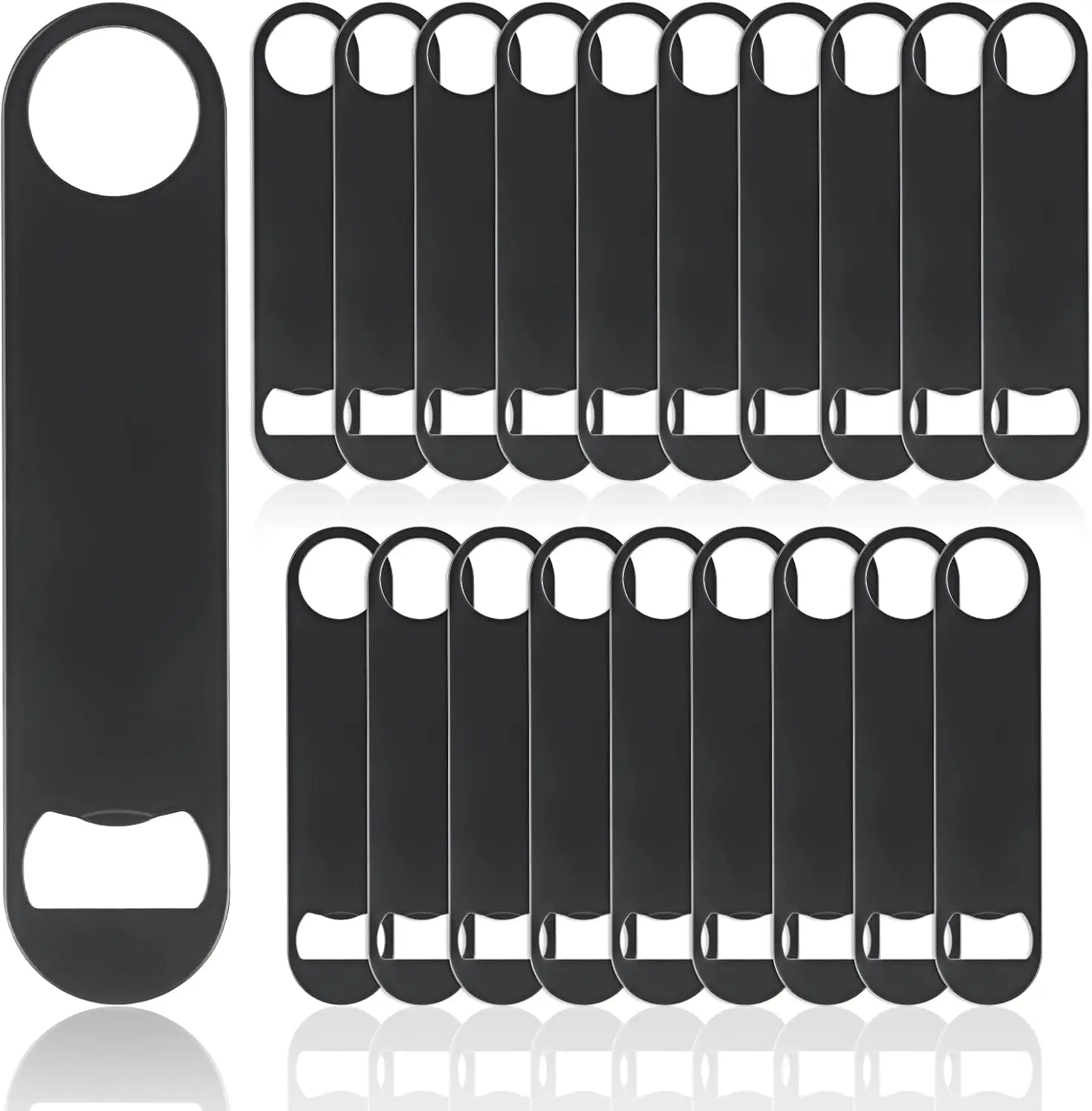 20 Pack Stainless Steel Flat Bottle Openers, 7 Inch Bulk Black for Kitchen Bar Restaurant