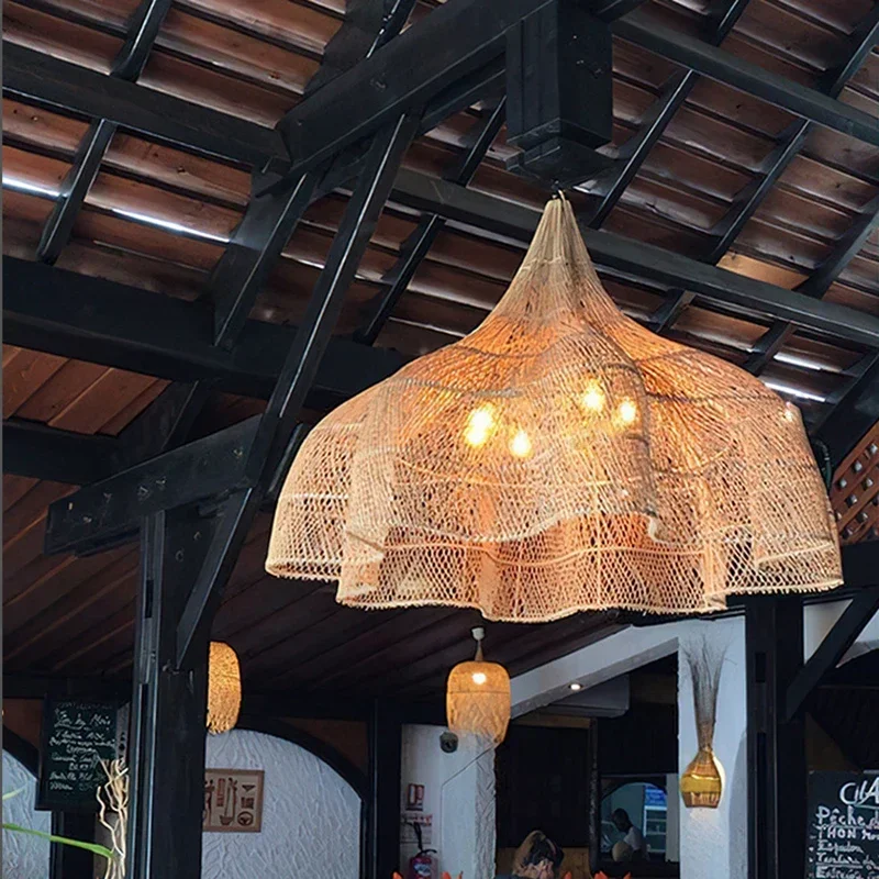 

Japanese Style Rattan Lamp Handmade Pendant Lights for Restaurant Hanglamp Dining Room Living Room Home Decor