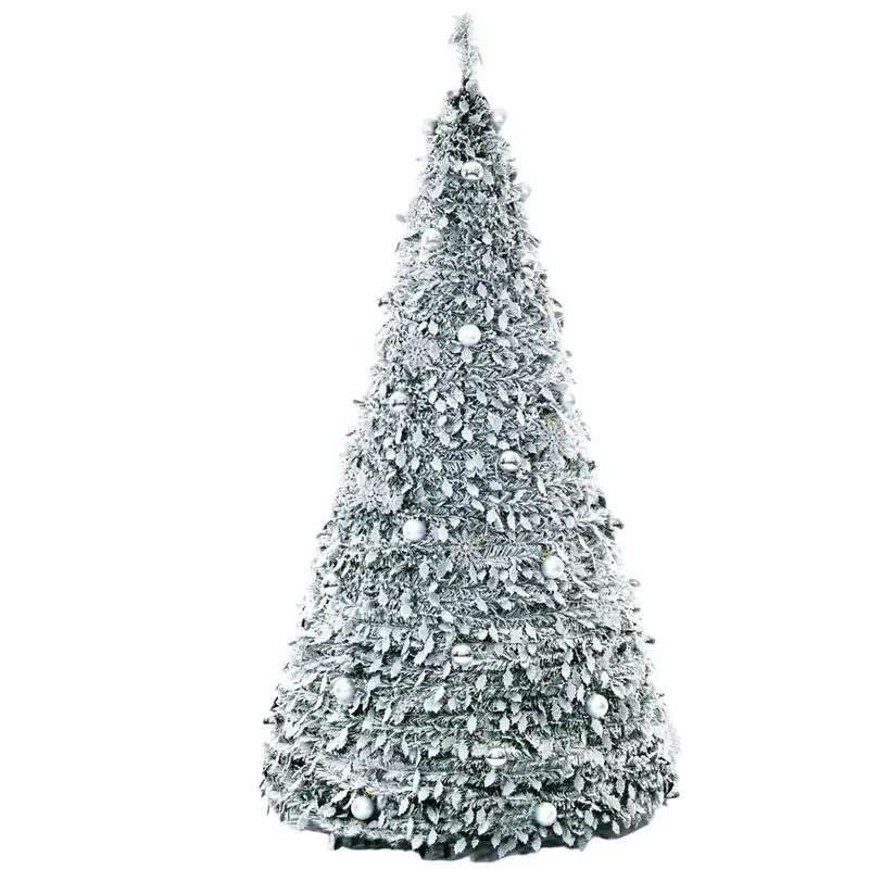 

Pop-up Christmas Tree Foldable Tinsel Flocking Christmas Decoration Snow Tree White 1.5M 1.8M Easy Installation Household Gift