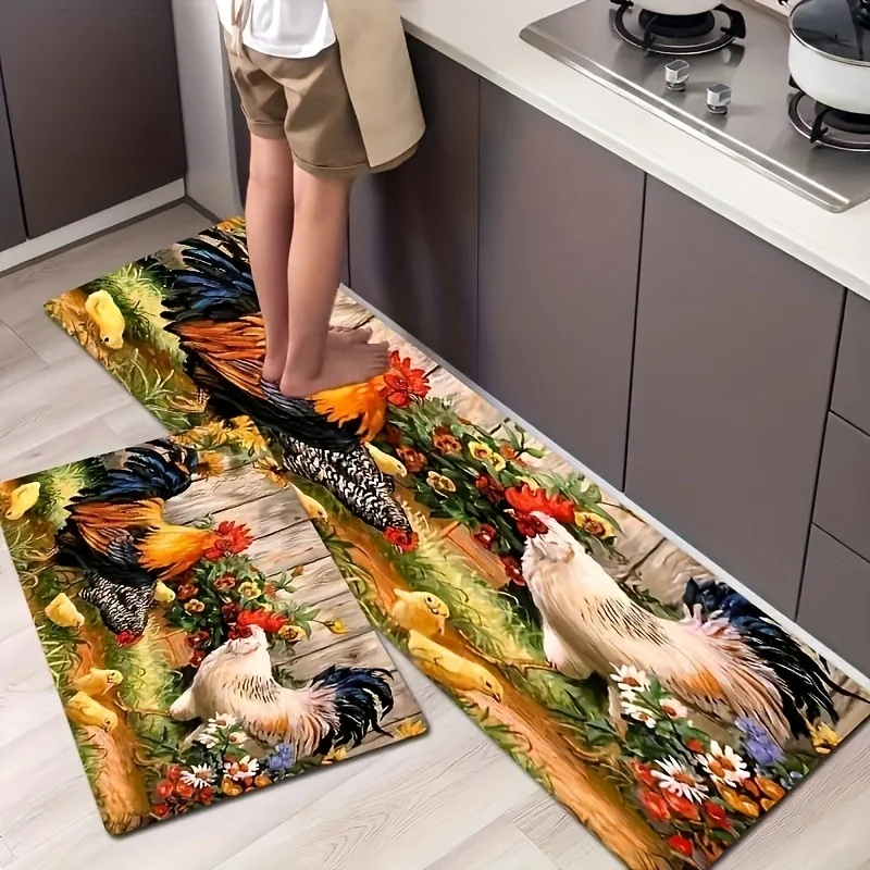 VIKAMA Huhn Küchenteppich, weich und bequem, Waschküche, Bodenmatte, Eingang, Flur, Teppich, Heimdekoration