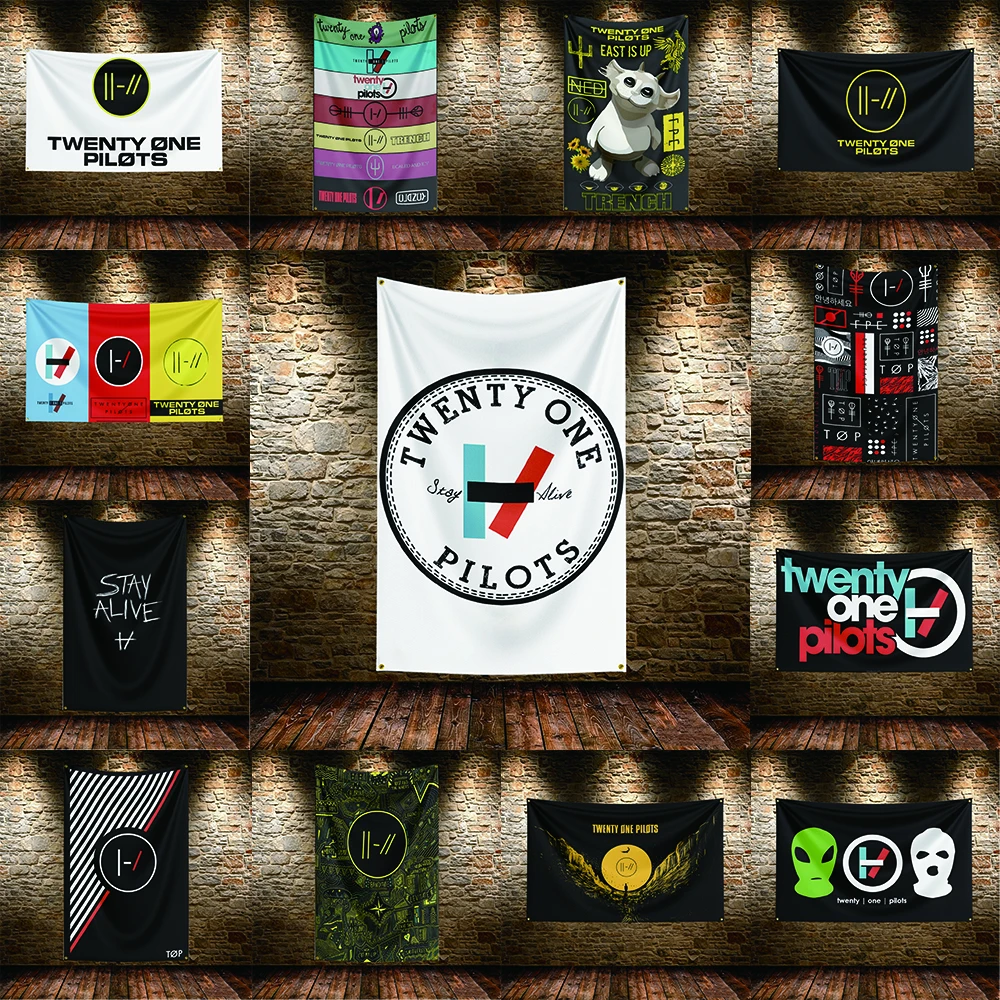 Twenty One Pilots Music Flag HD Printed Fade Resistant Hanging Banner For Camping Indoor Livingroom Wall Home Festival Party Dec