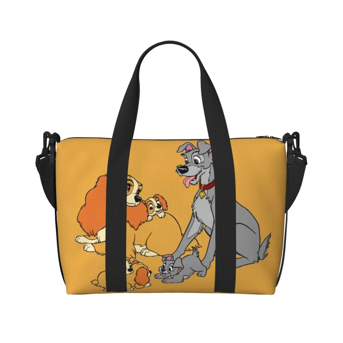 

Custom Lady And The Tramp Anime Grocery Shopping Tote Bag Women Large Capacity Cute Cartoon Beach Gym Travel Bags