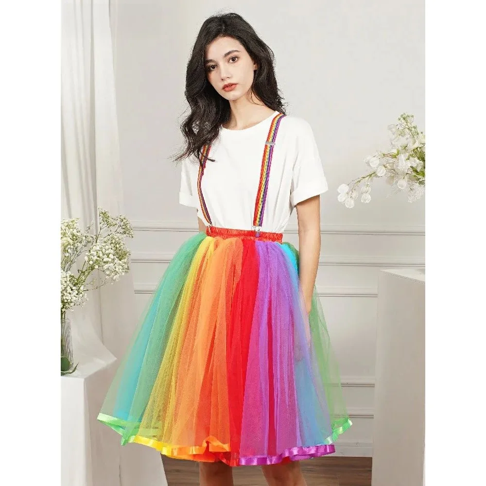 

Misow Women's Rainbow Tutu ort Skirt Multi-Layer Soft Tulle Spring 2025 Faion Ladies' Premium f Skirt