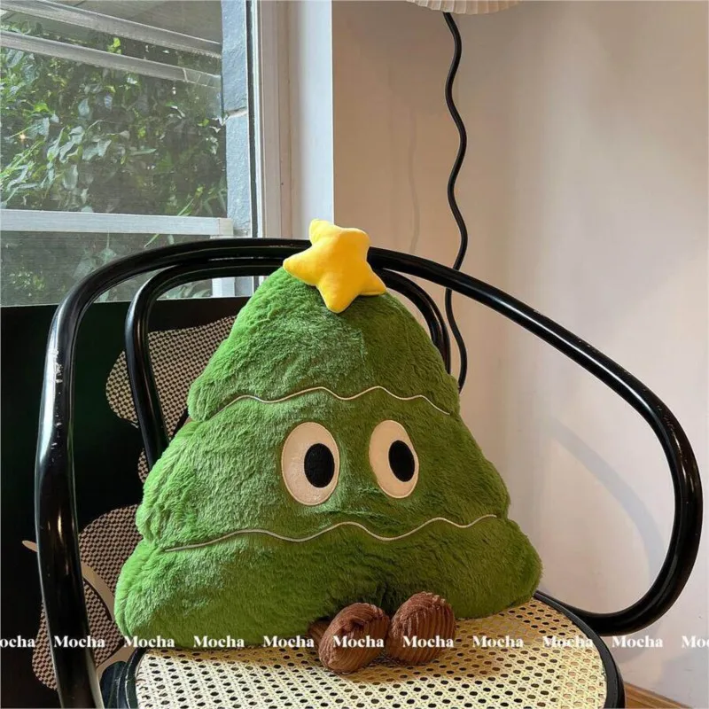 MOMO Christmas Tree Pillow Big Eye Plush Toy Cartoon Floating Window Tatami Cushion Dormitory Sofa Pillow Gift