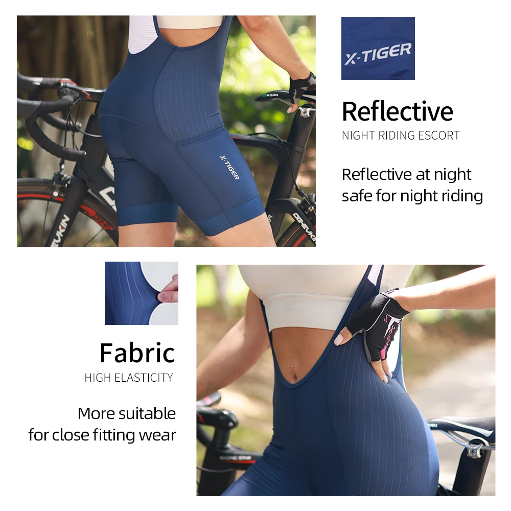 X-tiger-pro ciclismo bib shorts para mulheres, shorts com suspensórios para mtb, bicicleta de estrada, verão