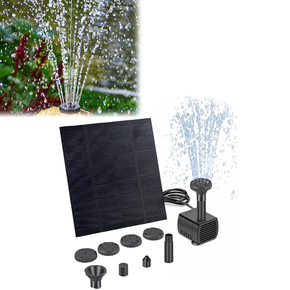 

1.5W Solar Fountain Pond Pump with Nozzles Solar Powered Fountain Water Pump Solar Fountain for Bird Bath Ponds Garden Fish Tank