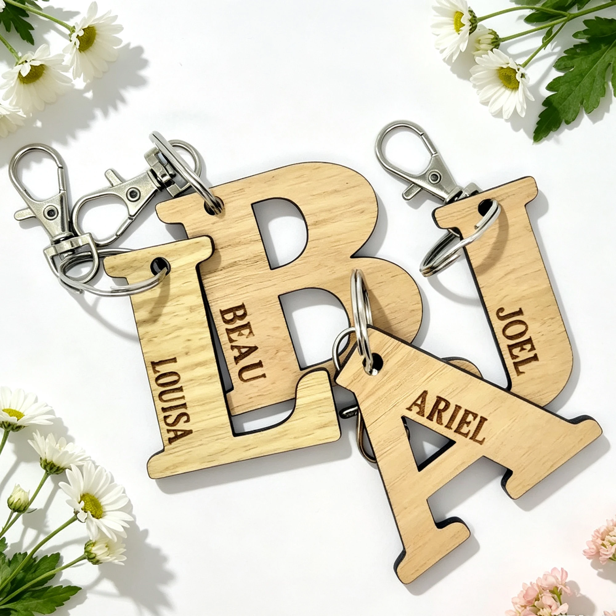 Customized Name Wood-Engraved Backpack Tags - Letter-Shaped Backpack Tags - Classic Style Keychain School Bag Tags, Luggage Tags, Personalized Keychains, Custom Keychains, Personalized Gifts, Custom Gifts