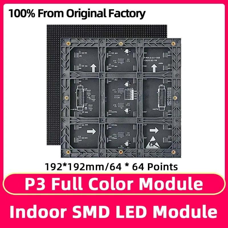 P3 Full Color LED Sigital Sign HUB75 RGB Pixel Display LED Display Module Indoor LED Video Wall Large Screen 192*192mm