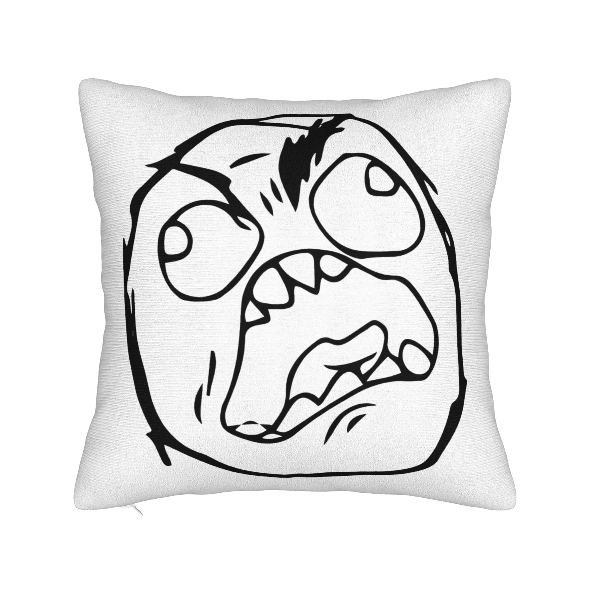 RAGE COMIC Trollface Meme Angry Mad Reaction Face Pillowcase Polyester Cushion Cover Throw Pillow Case Cover Home Square 40*40cm
