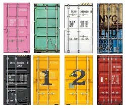 3D High Simulation Container Door Seriesr Door Stickers Wallpaper Industrial Style PVC Self-adhesive Bedroom Decor Mural Poster