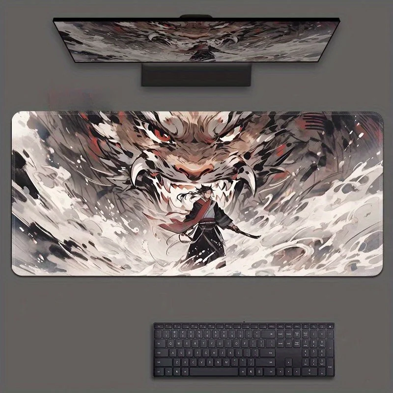 

Dragon Samurai design game mousepad a large PC game accessory anti-slip rubber washable is an ideal choice for both office home