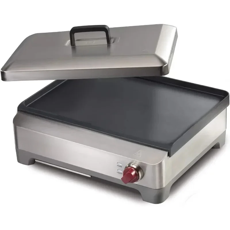 Precision Electric Griddle, Indoor Grill, 200 sq. in, Nonstick Coating, Advanced Temperature Control, Stainless Steel