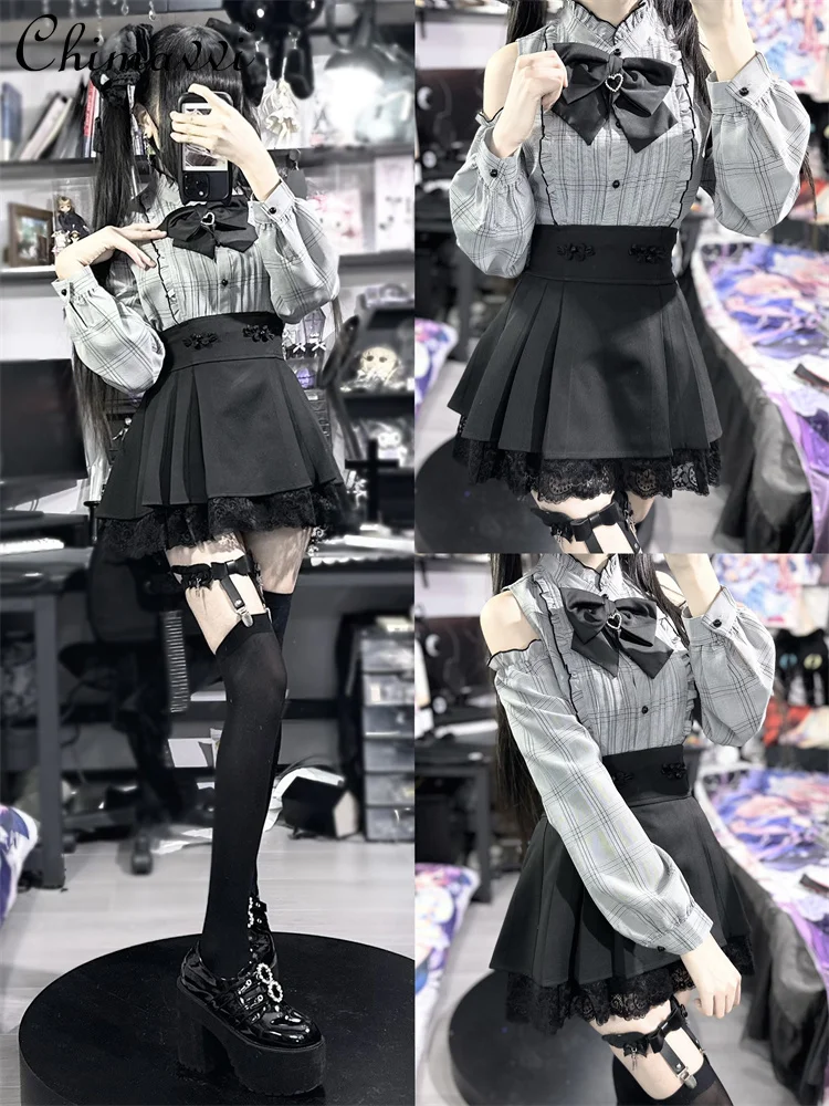 Japanese Mine Mass-Produced Chinese Style High Waist Skirt Summer Fashion Slim Improved Horse-Face Skirt Lace Lolita Skirts