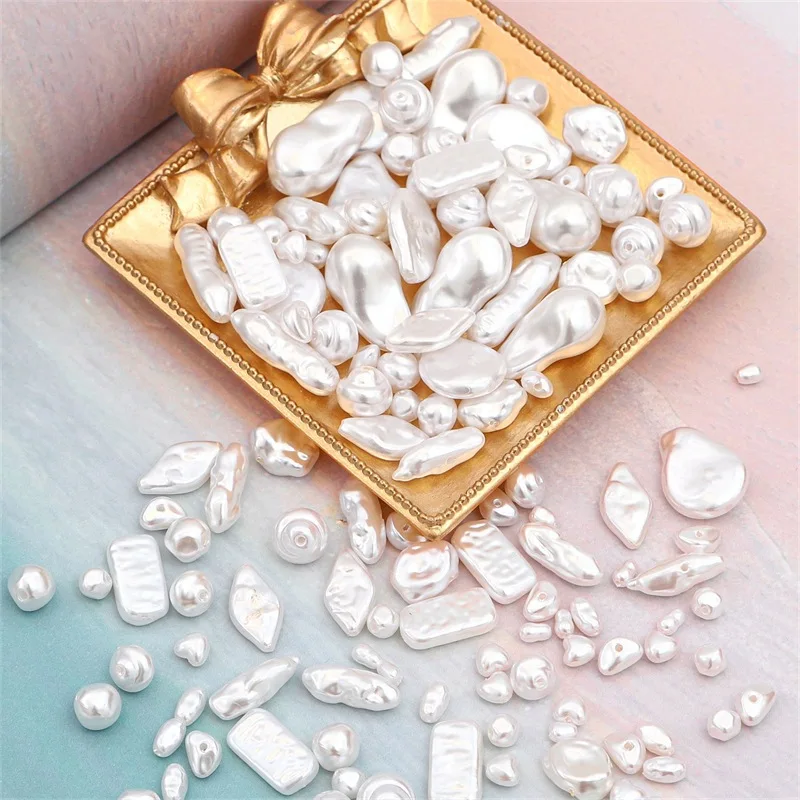White Imitation Pearl Beads Fashion Highlight Irregularity ABS Bead Loose Spacer Beads for Jewelry Making DIY Bracelet Necklace