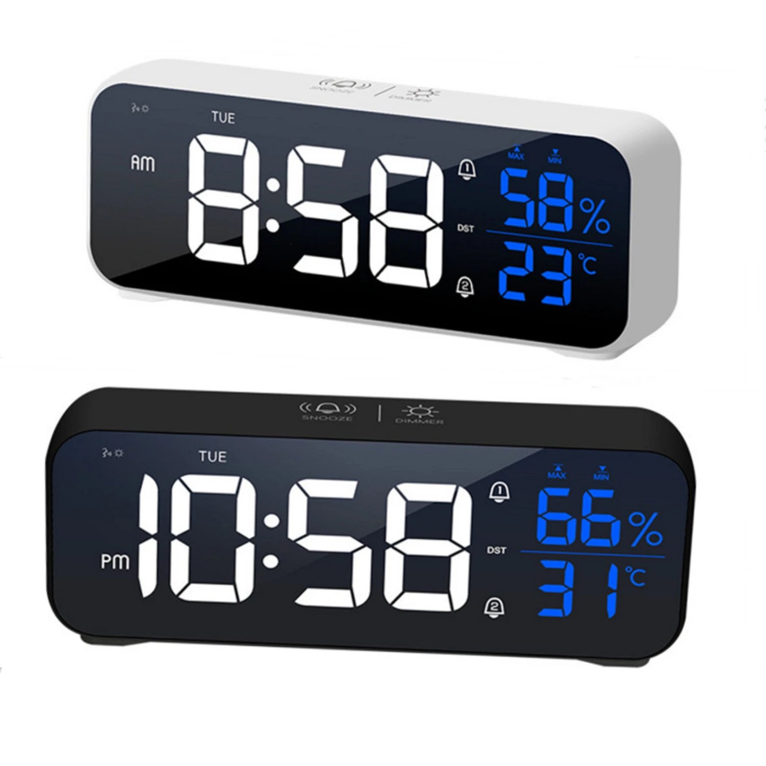 Upgrade your home and office decor with this elegant, stylish LED alarm clock. This modern timepiece features a temperature disp