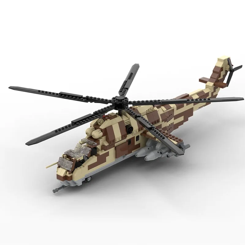 

873PCS WW2 Military MOC Mi-24 HIND large helicopter gunship Model creative ideas high-tech ChildrenToy Gift Fighter Plane Blocks