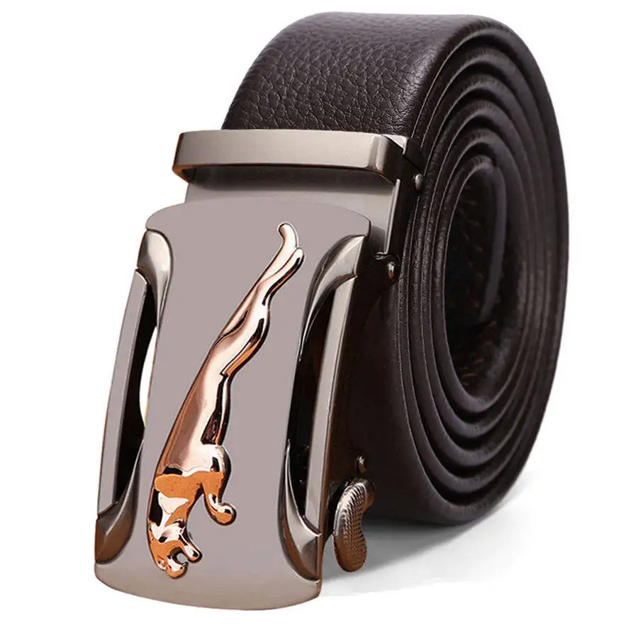 Men Automatic Buckle Belt 100% Genuine Cow Leather Business Casual Strap Belt