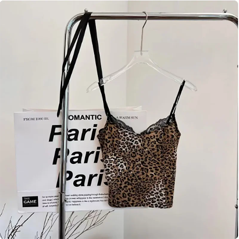 Damen Leopard Crop Top Sets Mode Weste ästhetische Korsett Top Schulter ärmel los y2k sexy Vintage Tanktops 1920er Jahre Kleidung