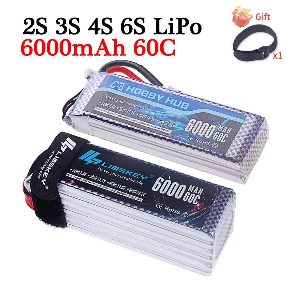 7.4V 11.1V 14.8V 22.2V 6000mAh LiPo Battery 60C For RC Drone Quadrotor Trucks Parts 2s 3S 4s 6s lipo batteries For RC Toys Cars