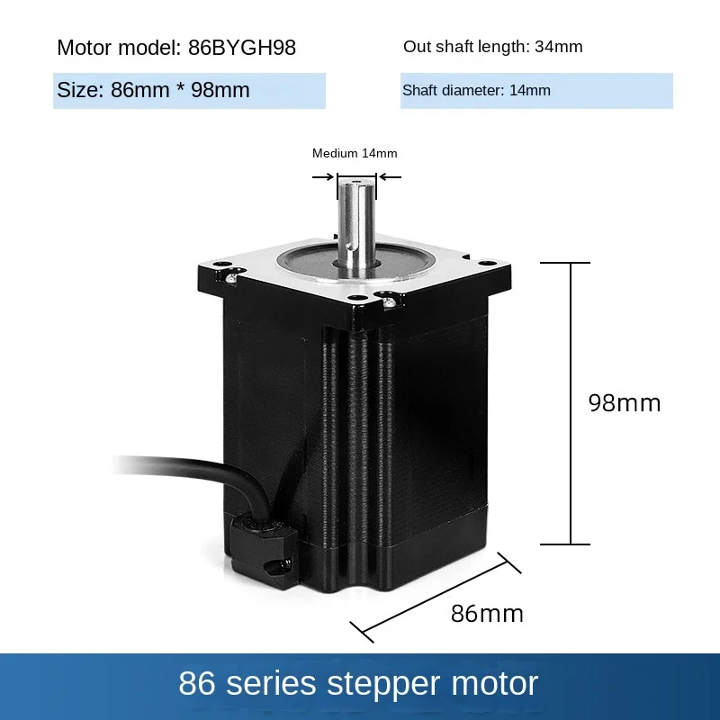 1PC Nema34 Stepper Motor 98mm 6A 7.5N.m/1070oz-in Φ14mm Keyway 4-leads 86BYGH CNC Laser Machine