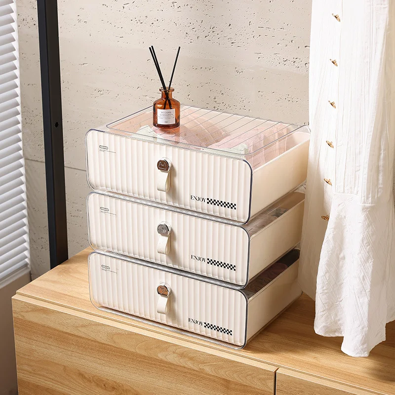 1PC cream wind underwear underwear storage box Drawer type clothing sock accessories household dustproof three-in-one organizer