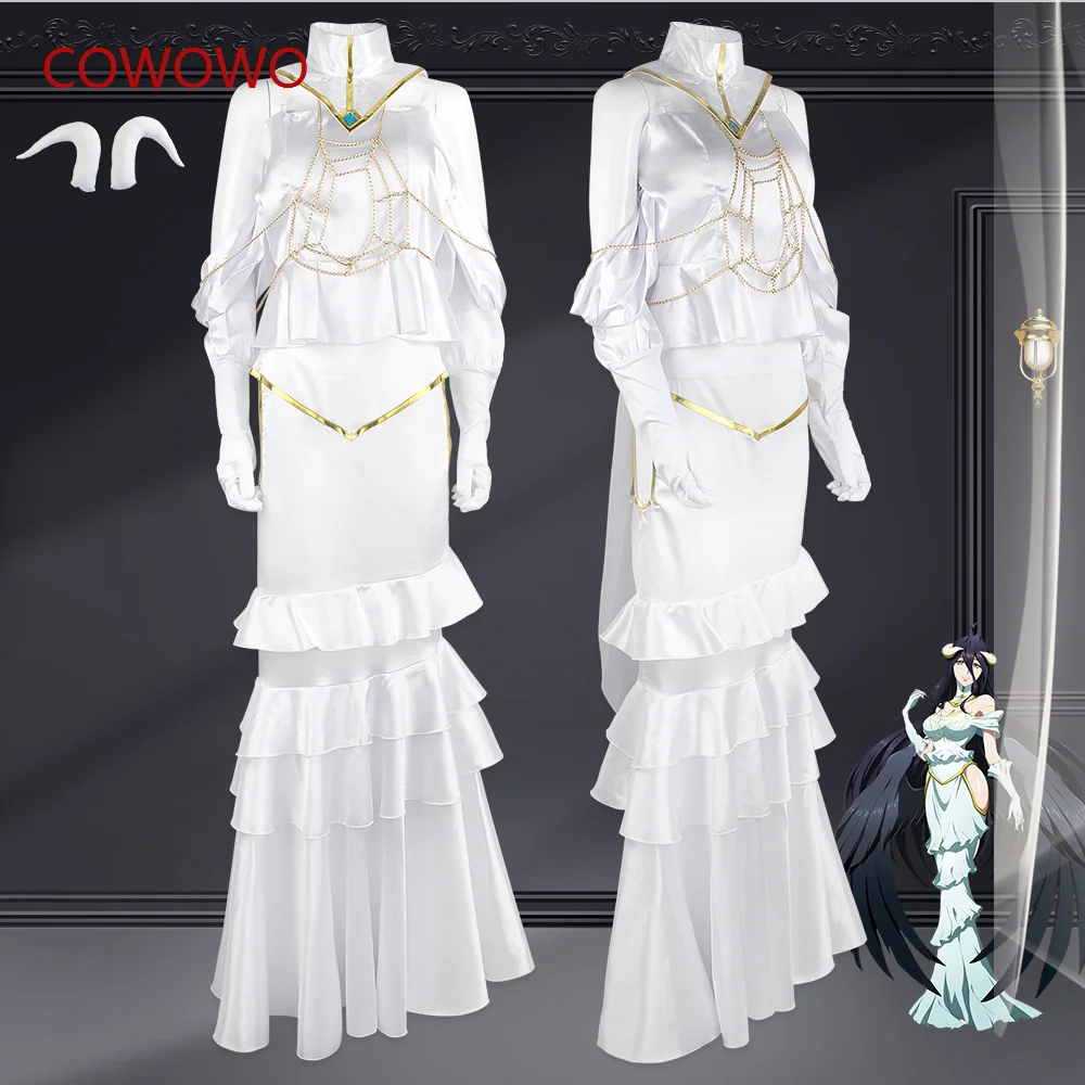 

COWOWO Anime Overlord Albedo Cosplay Costume White Dress Overlord Albedo Halloween Christmas Fancy Party Cos Clothing