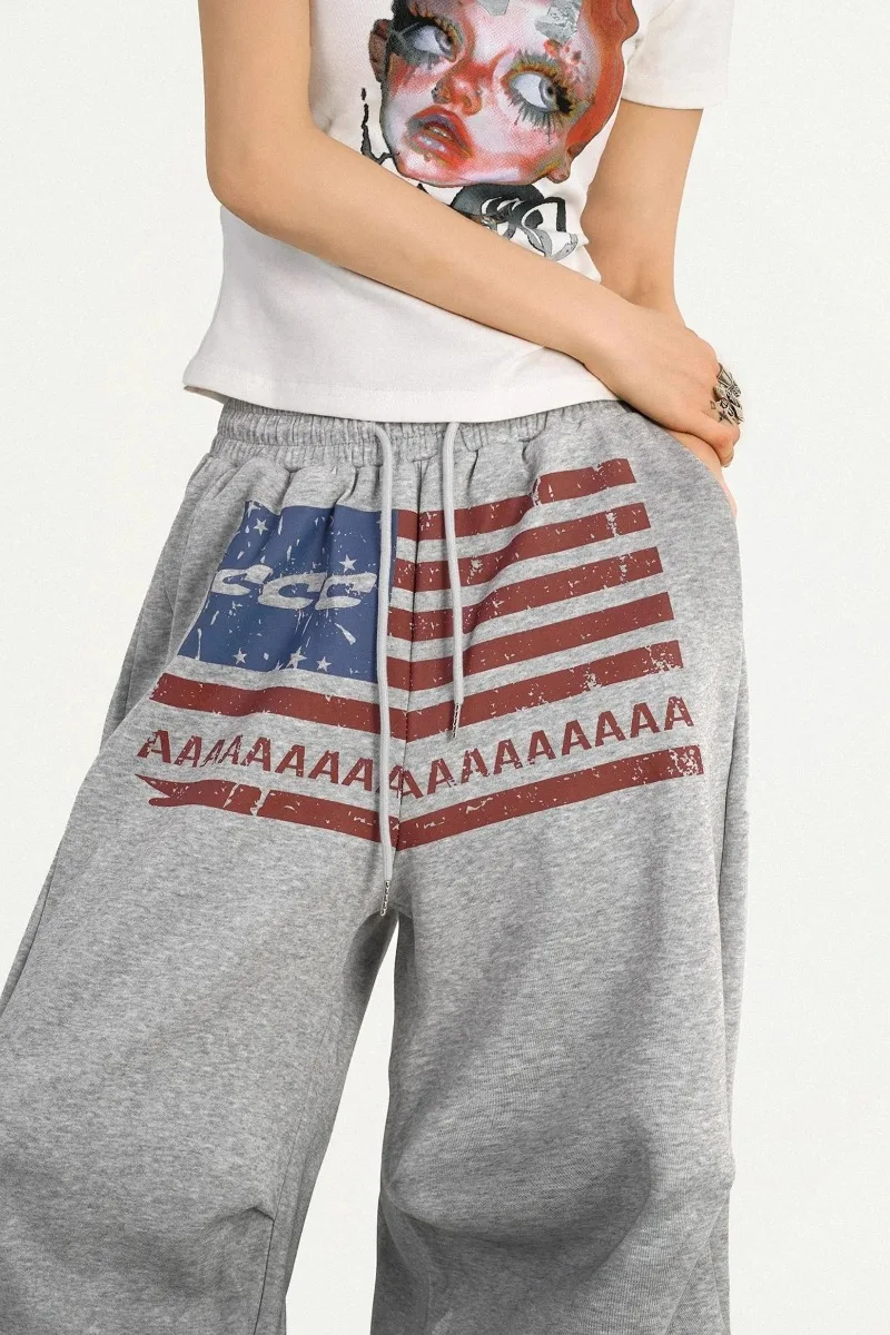 Y2K pants Harajuku American Vintage Letter Print Wide Leg Pants Men Wome Hip Hop Goth Sweatpants 2000s Wide Leg Pants Streetwear