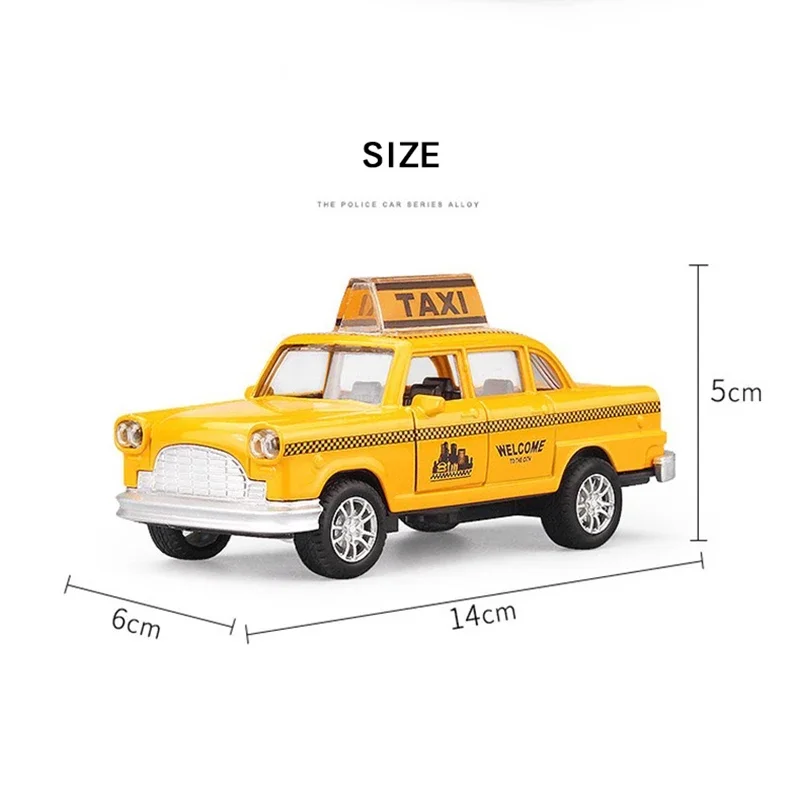 1/32 Retro Taxi Model Auto Legering Miniatuur Speelgoed Auto Diecast Voertuig Collectie Geluid Licht Baby Speelgoed Voor Kinderen kinderen Dag Gift