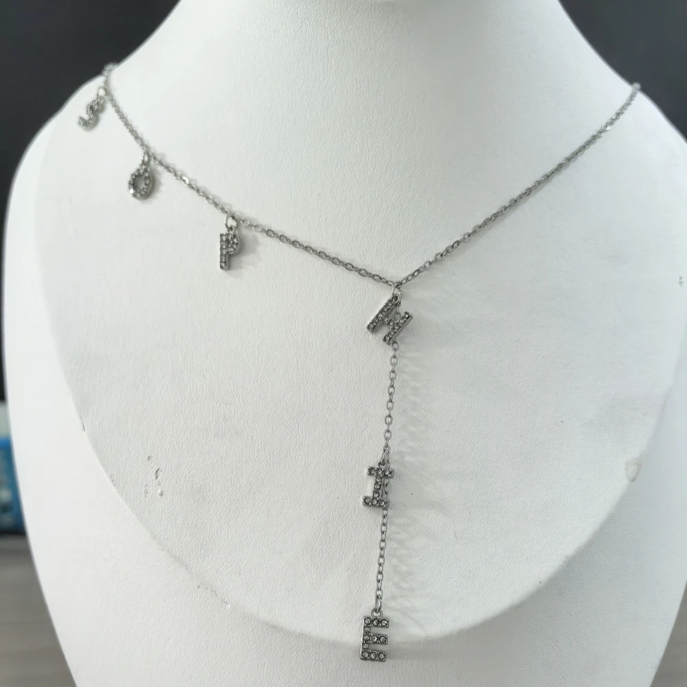Custom Zirconia Initials Necklace Women Gifts Stainless Steel Gold Color Zircon Letters Name Y Shape Necklace Jewelry view 3