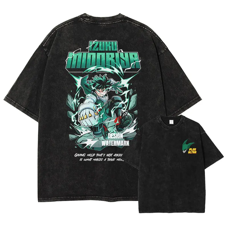 Футболки с аниме Midoriya Izuku Manga Vintage Washed M-My Hero Academia Футболка Retro Katsuki Deku Футболки Shouto Tops Tees Man Футболки с аниме Midoriya Izuku Manga Vintage Washed M-My Hero Academia Футболка Retro Katsuki Deku Футболки Shouto Tops Tees Man