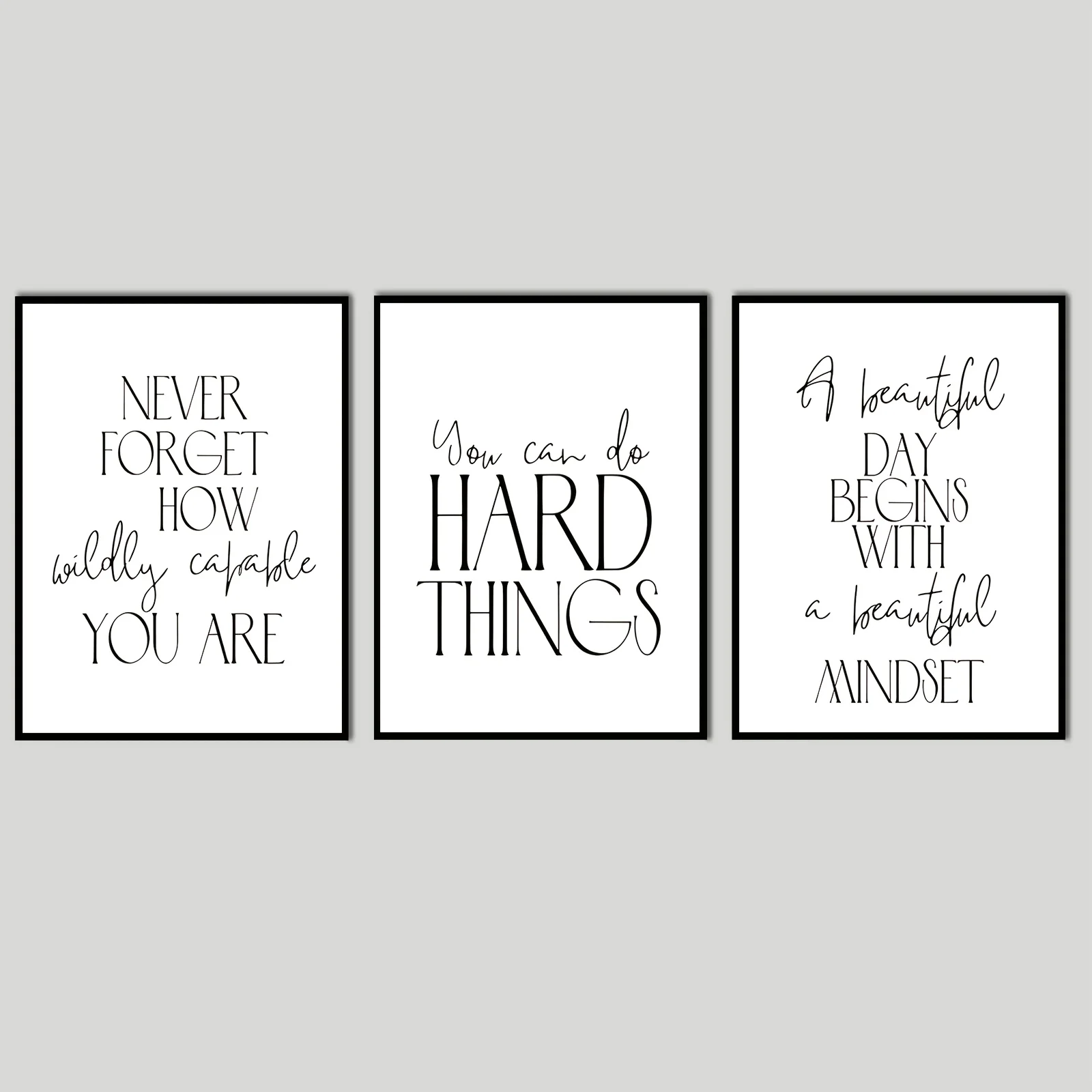 3pcs You Can Do Hard Things Wall Art Canvas Prints Growth Quote Poster for Office Bedroom Home Office Decor Unframed, 2D Flat