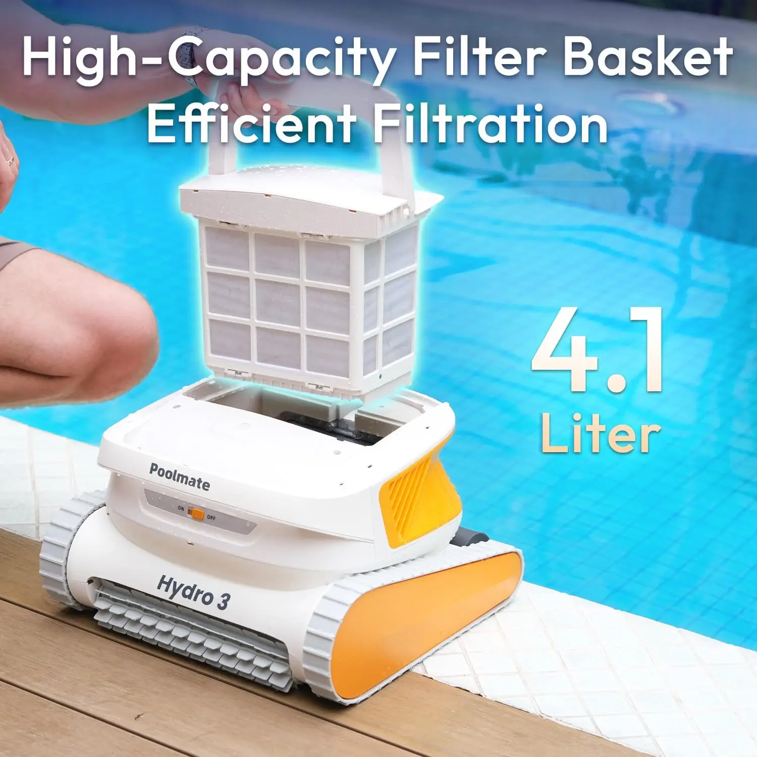 Cordless Robotic Pool Cleaner, Automatic Pool Vacuum for Inground and Above Ground Pools, Lasts 200 Mins, Floor/Wall/Waterline C