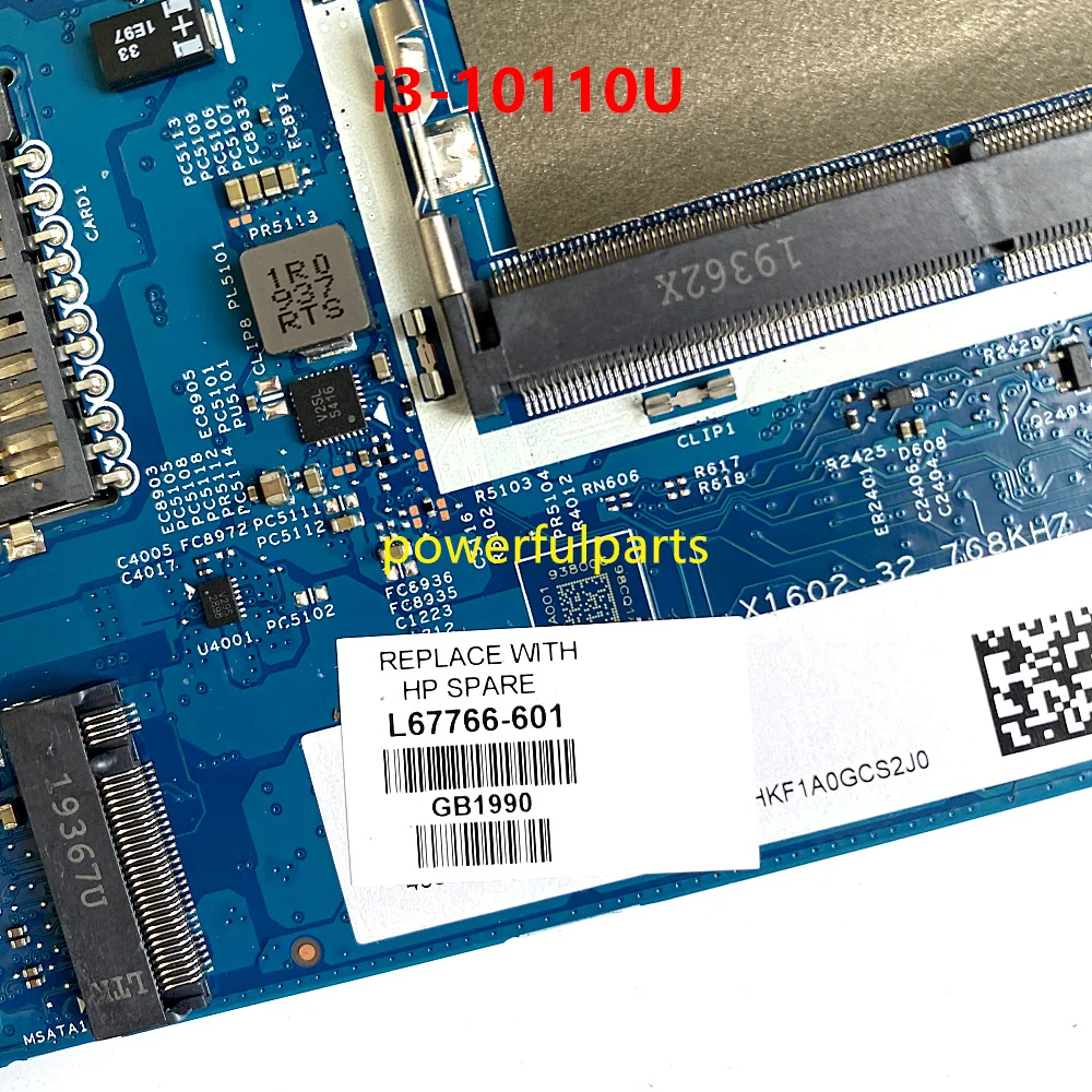 HP 파빌리온 x360 14-DH 14M-DH 마더보드 i3-10110u CPU 내장 L67766-601 18742-1 448.0GG03.0011 에 적합