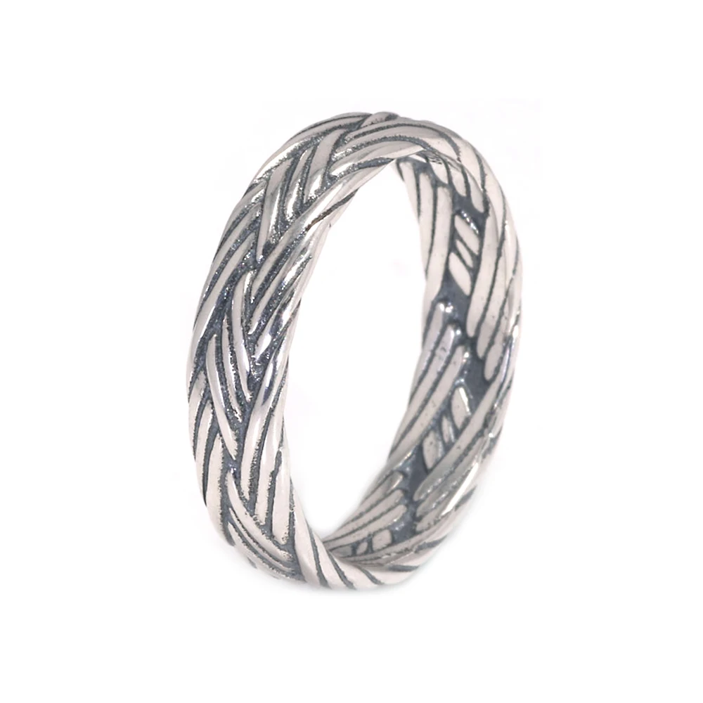 Viking Jewelry 925 Sterling Silver Braided Ring For Men And Women Couple Wedding Bands for Lovers