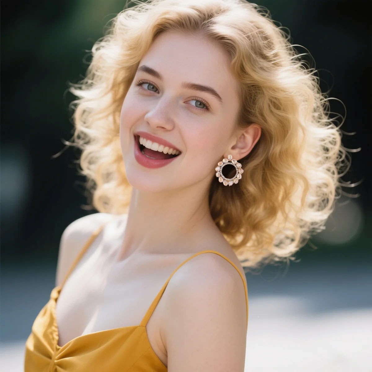 Light luxury rhinestone flower earrings women's fashion design sense personality exaggerated earrings super flash diamond temper