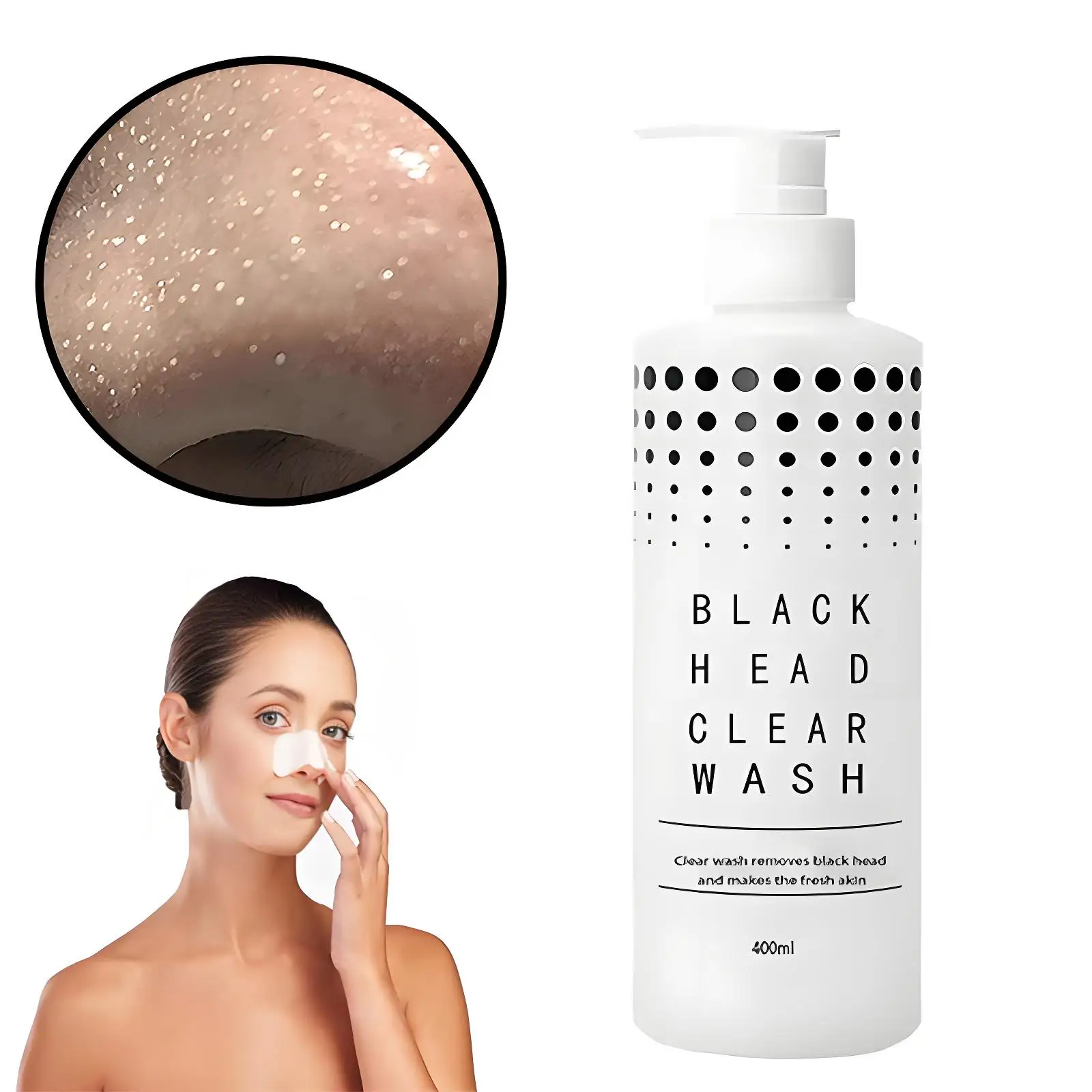 سائل مزيل الرؤوس السوداء 400 مل منقي المسام للتنظيف العميق مع حمض الفاكهة، تونر للتحكم في الزيت لمنطقة T وعلاج الرؤوس السوداء