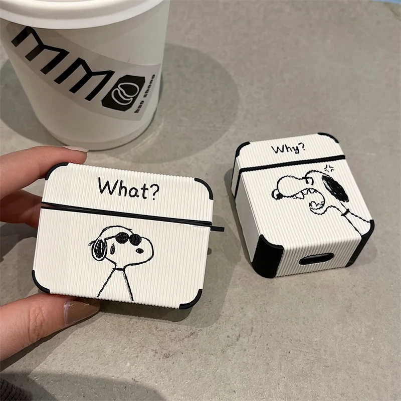 سنوبي الجلود حقيبة سماعة الاذن ل AirPods 1 2 3 Pro سماعة لاسلكية تعمل بالبلوتوث سماعة لينة الغطاء الواقي للصدمات سماعات غطاء