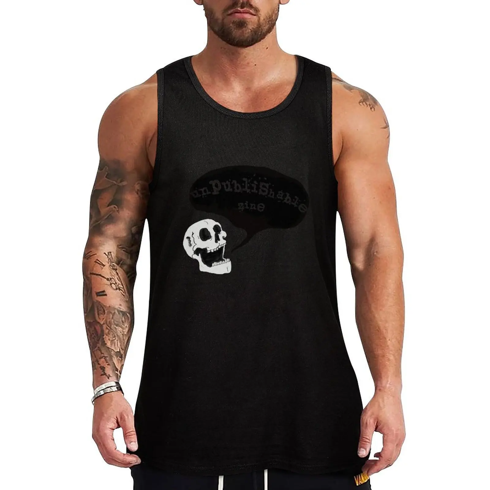 

Unpublishable Zine - Skull Tank Top mens designer clothes anime clothes muscular man