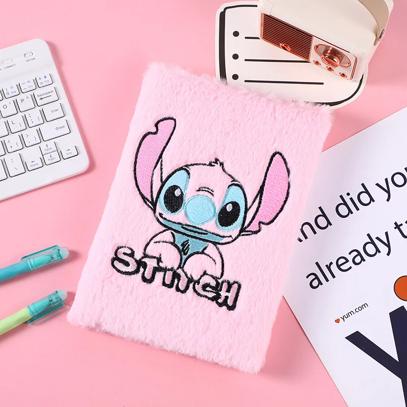 Anime Disney Lilo And Stitch Cartoon Plush Portable Notebook Cute Student Plush Notepad Diy Handbook Stationery Gift 14.5x21cm