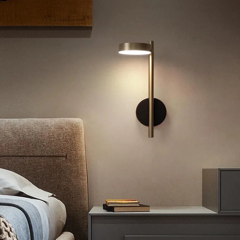 Simple LED Wall Lamp 8W Bedroom Living Room Rotation Adjustable Wall Light Aisle Study Reading Sconce Gold Black Wall Lamps