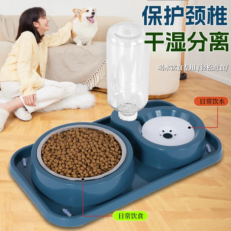 

Pet daily necessities dog bowl automatic water storage plastic stainless steel bowl small dog cat distributeur croquette chien