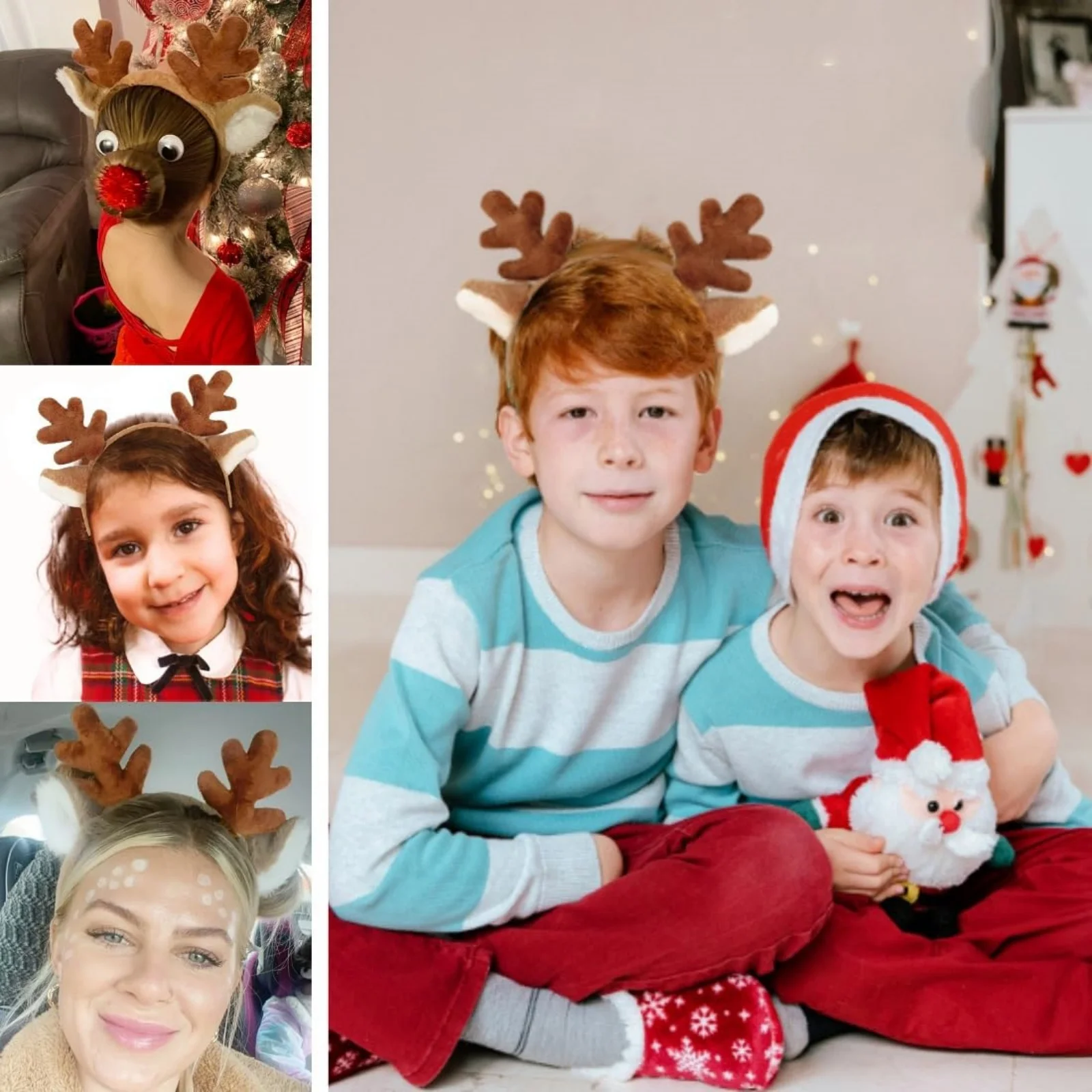 ZXTGBQ 2 PièCes Serre TêTe En Bois De Renne, Oreilles De Renne Bandeau De NoëL, Serre Tete Rennes NoëL, Costume Accessoires Cheveux Pour Adultes Enfants, Oreilles De Cerf Pour NoëLs, Carnaval